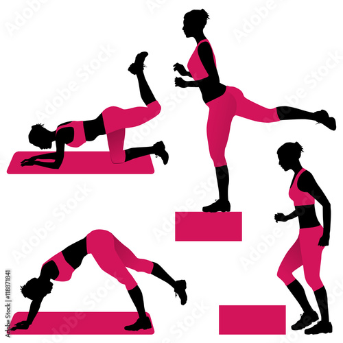 Young woman doing exercises for firm buttocks - black and white