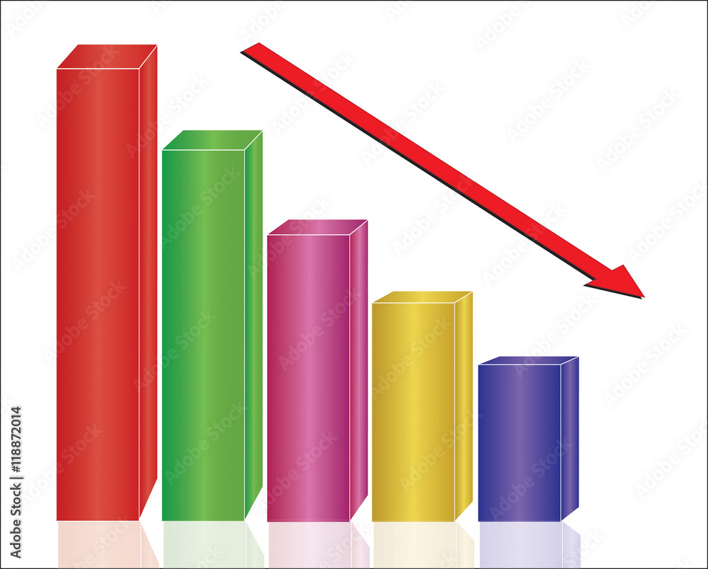 Vector declining graph icon Vector declining graph icon
