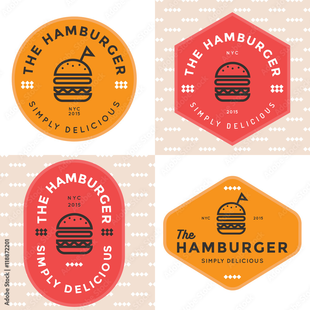 Set of badges, banner, labels and logo for hamburger, burger shop ...