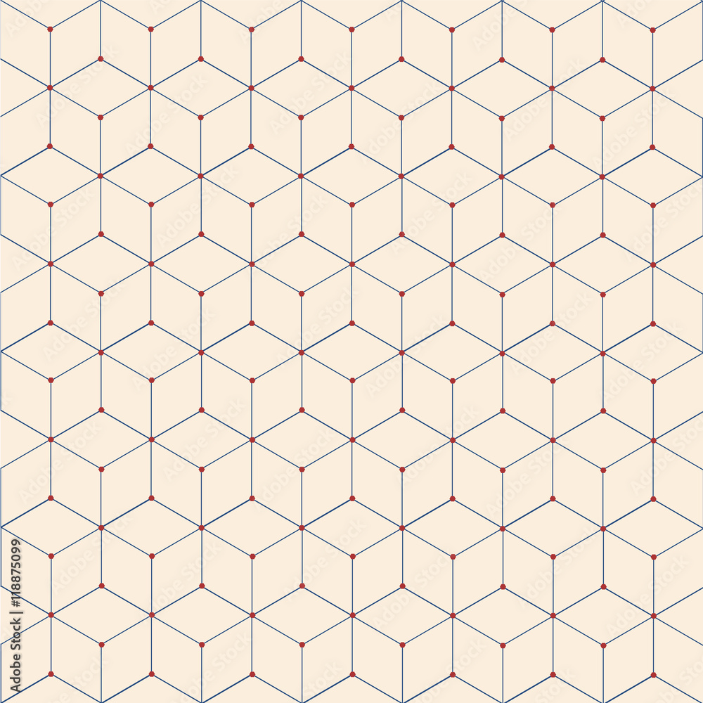 Vector seamless pattern. Modern stylish texture. Repeating geometric tiles with rhombuses red blue Vector seamless pattern. Modern stylish texture. Repeating geometric tiles with rhombuses red blue