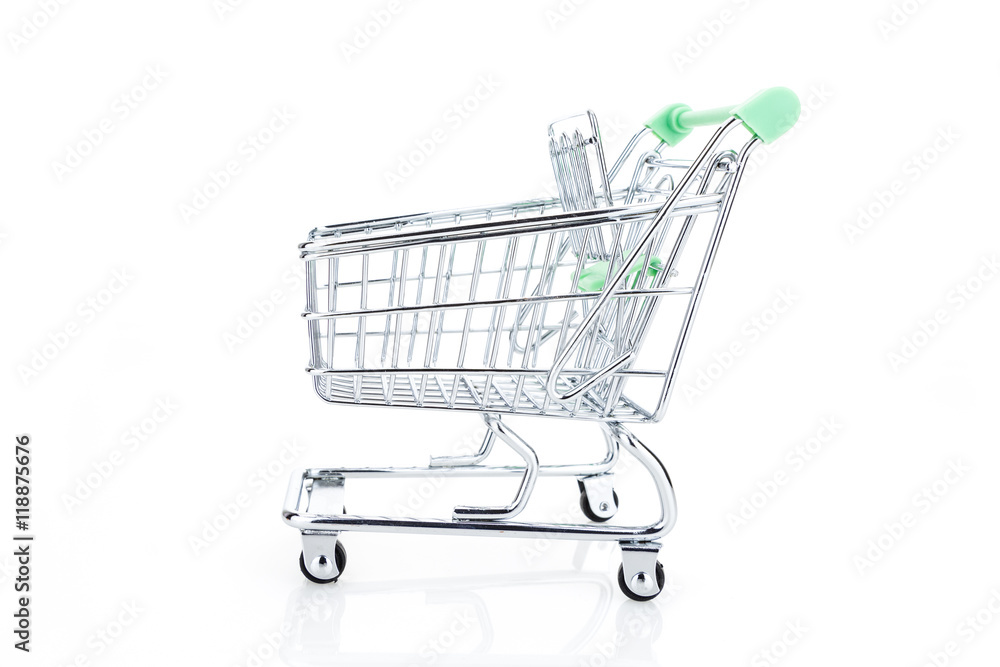 Empty shopping cart, isolated on white background