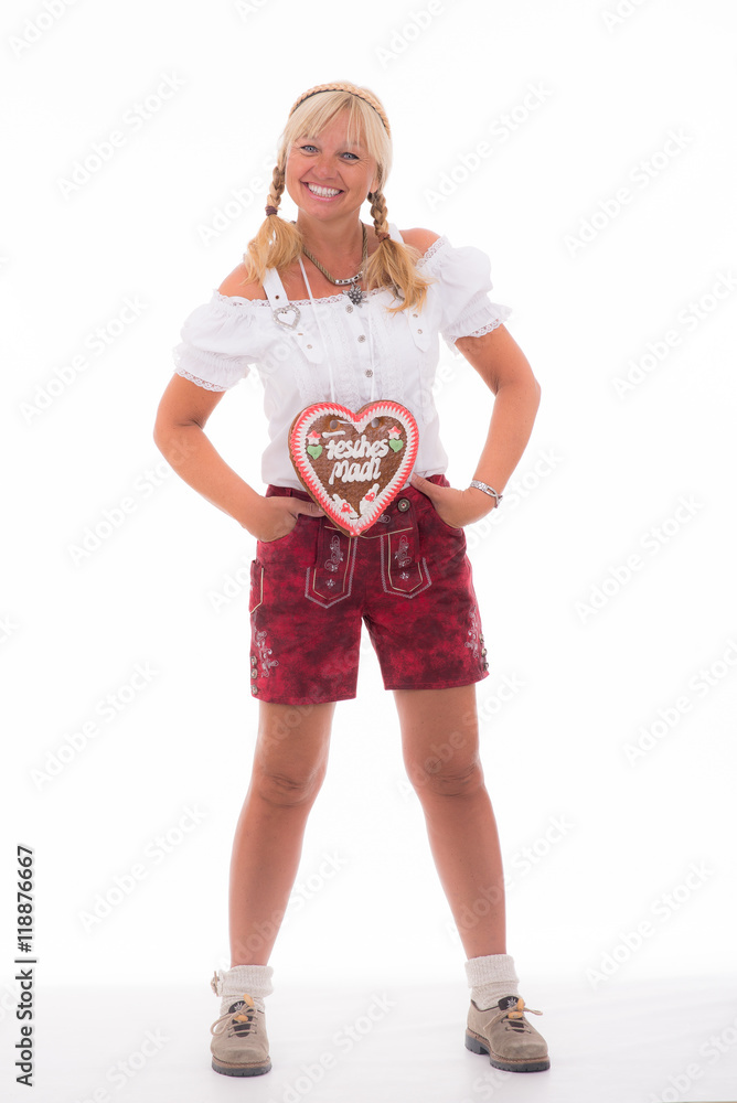 frau in lederhosen zum oktoberfest frau in lederhosen zum oktoberfest