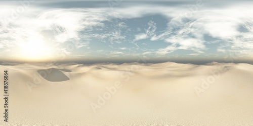 Fototapeta Naklejka Na Ścianę i Meble -  sandy desert. Environment map. HDRI map. Equirectangular projection. Spherical panorama. landscape