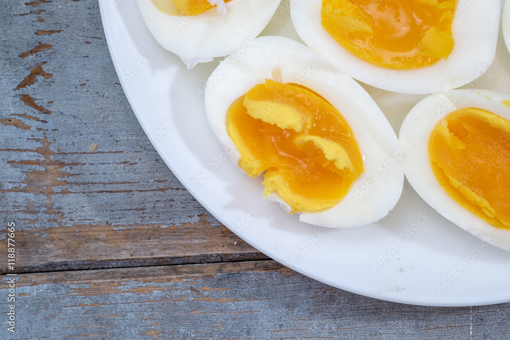 Boiled eggs in white plate Boiled eggs in white plate