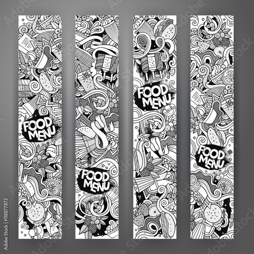 Vector doodles food banners design