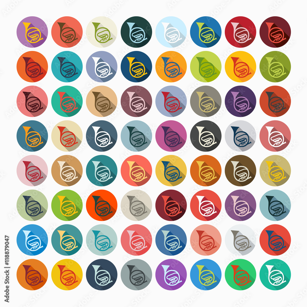 Flat design: french horn Flat design: french horn