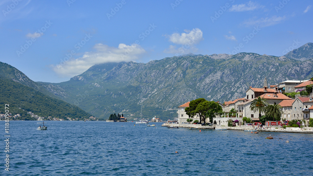 The small historic town of Perast in Kotor Bay, Montenegro.
