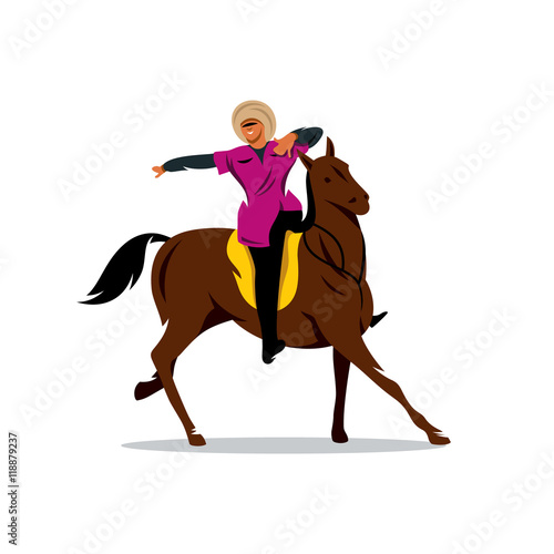 Vector North Caucasus rider Cartoon Illustration.