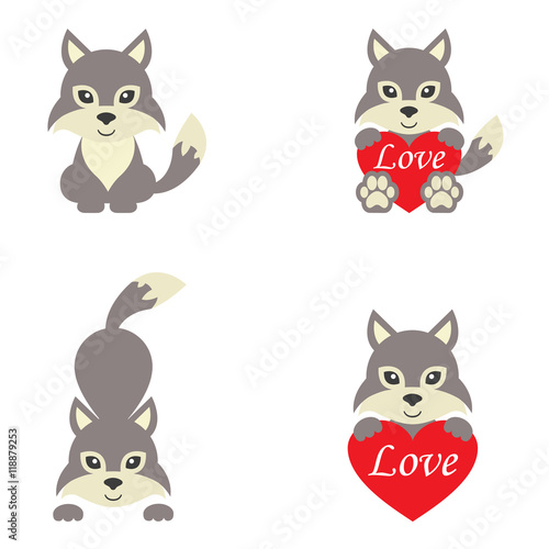 cartoon wolf vector set