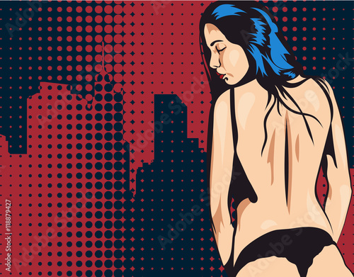 Woman undressing vector pic