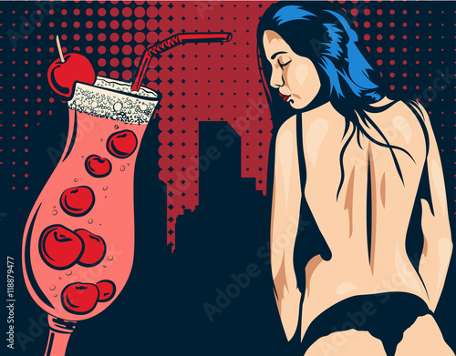 Woman undressing vector pic