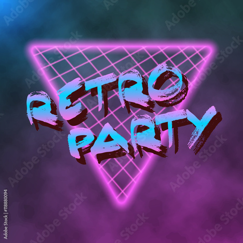 Neon Style Triangle Techno Background. Outer Space Poster Illust