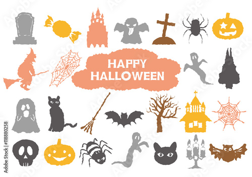 ハロウィン　手書き風アイコンセット