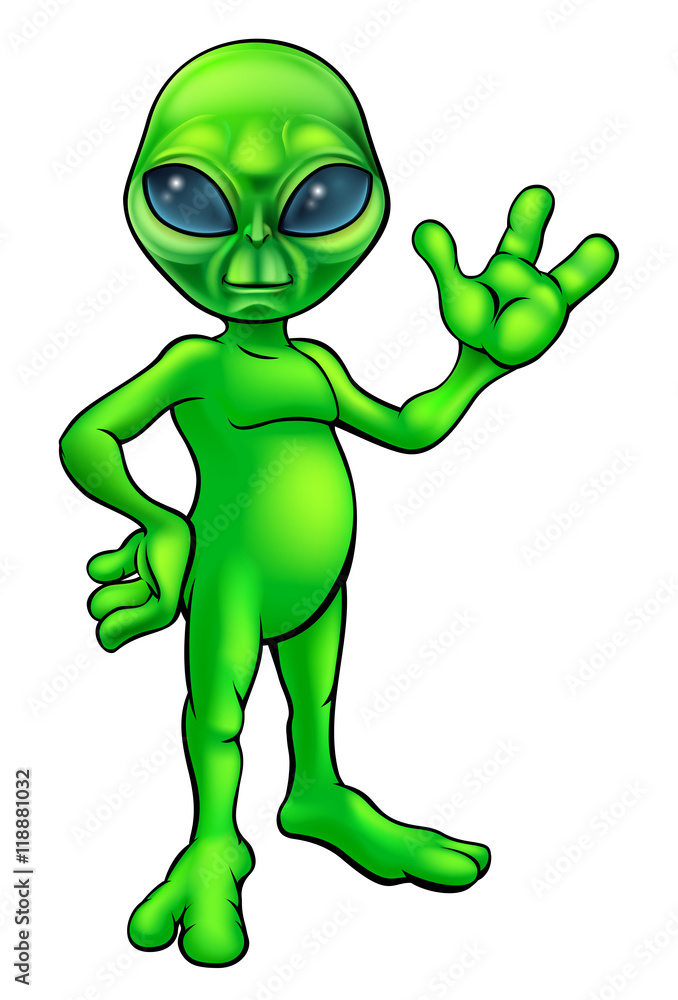 Green Alien Cartoon Stock Vector | Adobe Stock