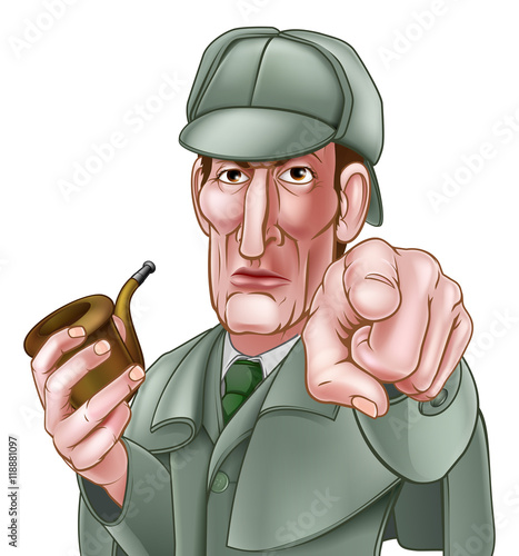 Sherlock Holmes Pointing Cartoon