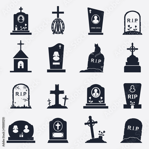 Grave icons set. Vector illustration.