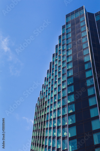 Blue skyscraper and a sky