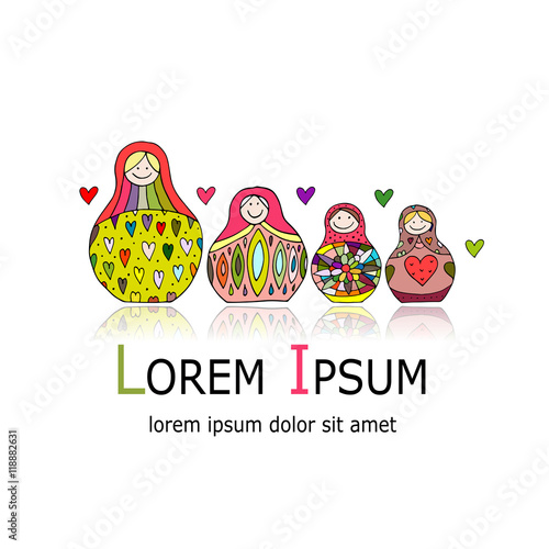 Collection of russian nesting dolls, Matryoshka for your design