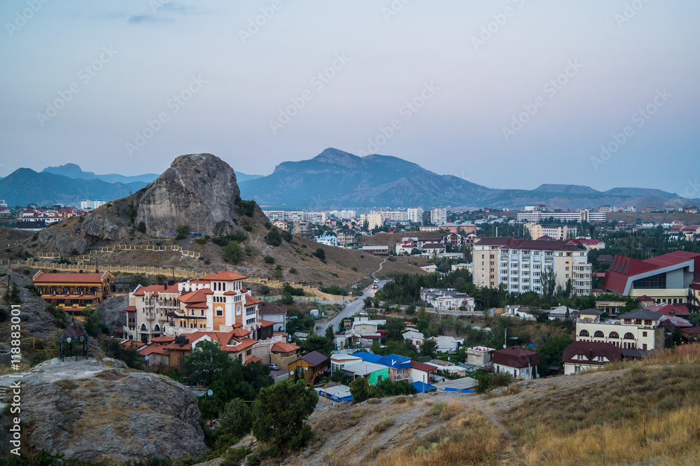 Evening view of the mountain town