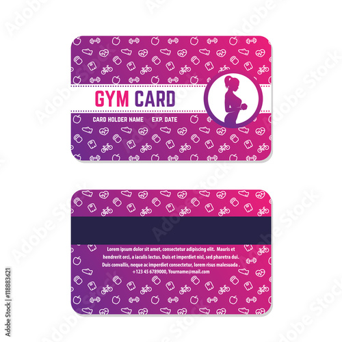 fitness club, gym card design, violet on white