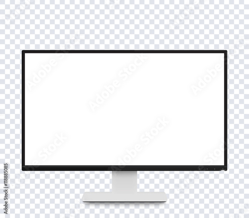 monitor vector mockup, modern realistic display with wide blank screen