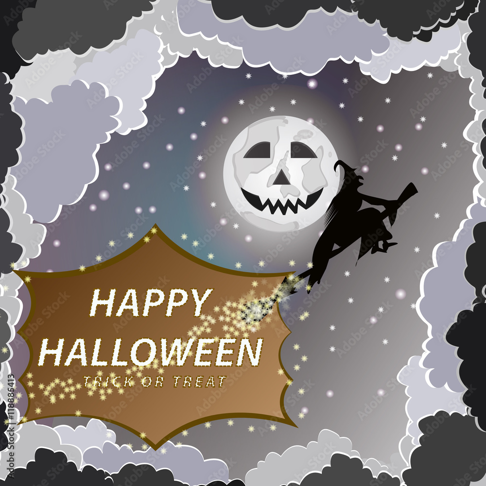 Fototapeta premium Happy Halloween greeting card