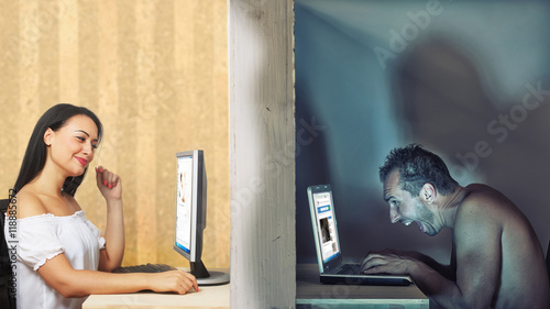 Photos Fall in love online, dangerous internet relationships concept