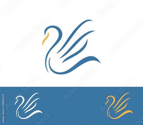 Fototapeta Naklejka Na Ścianę i Meble -  Swan or Goose Bird simple Line Logo