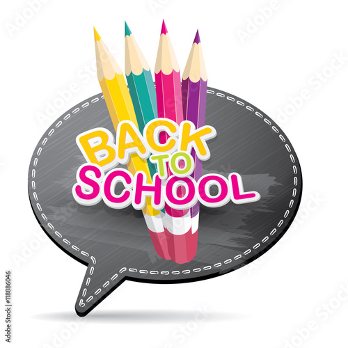 Back to school label on grey speech bubble