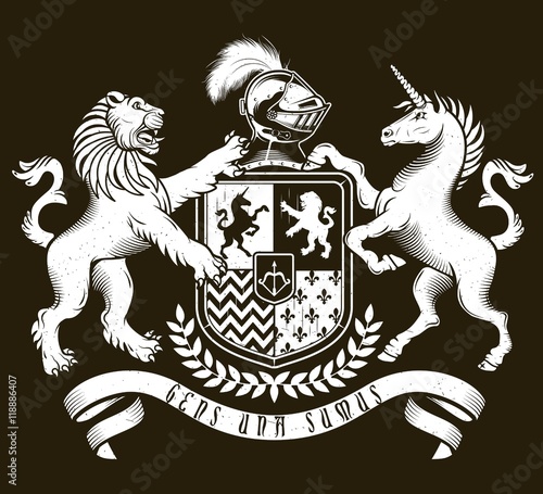 Coat of arms  Knight. Vector Illustration.