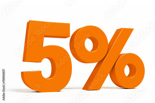 Orange 3d 5 % percent text on white background for autumn sale campaigns. See whole set for other numbers.