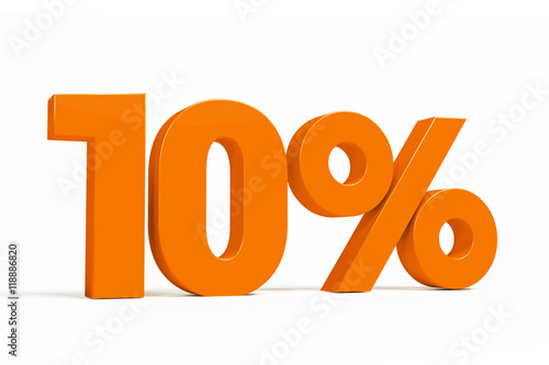 Orange 3d 10 % percent text on white background for autumn sale campaigns. See whole set for other numbers.