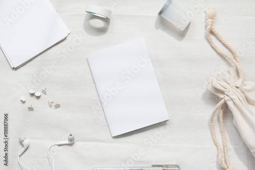 White notebook with gadget