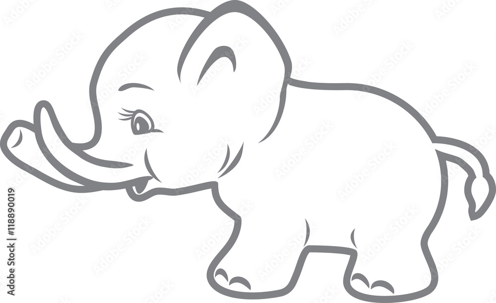 Baby elephant. Outline drawing Baby elephant. Outline drawing