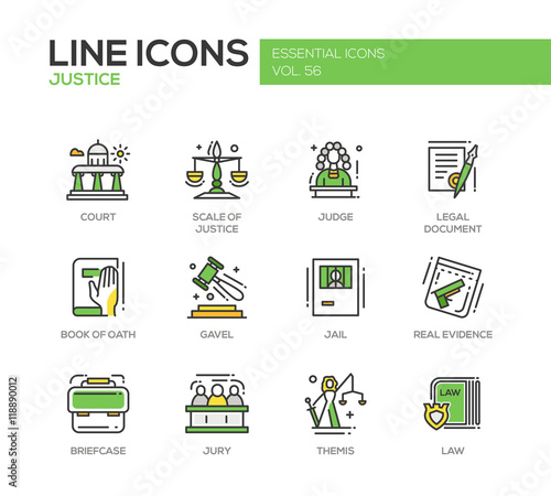 Justice - line design icons set