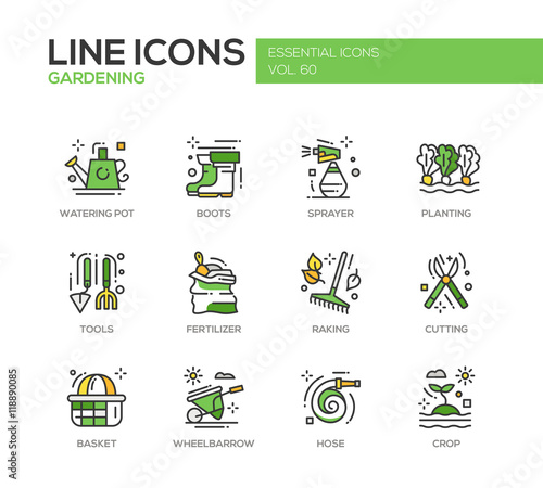 Gardening - line design icons set