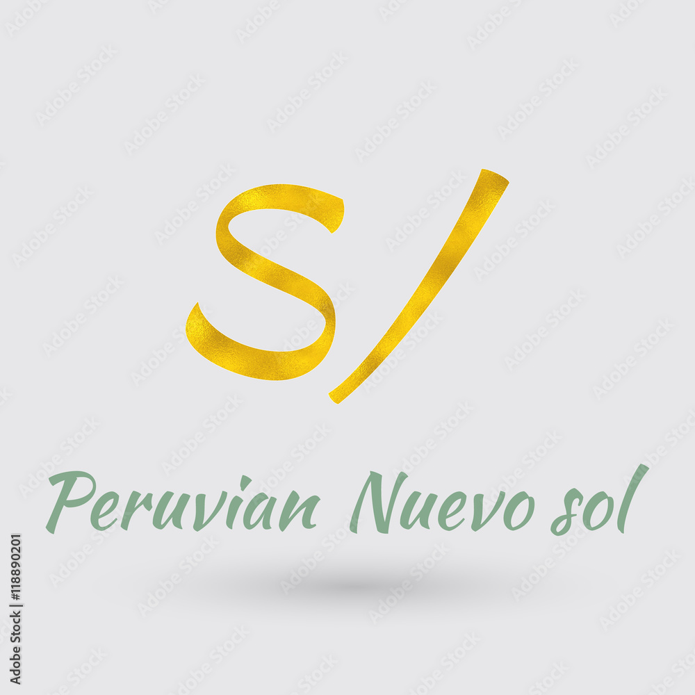 Golden Symbol of the Peruvian Nuevo sol Golden Symbol of the Peruvian Nuevo sol