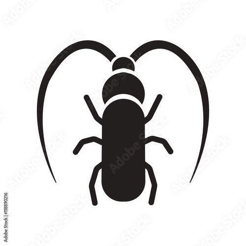 flat icon in black and white style beetle barbel  