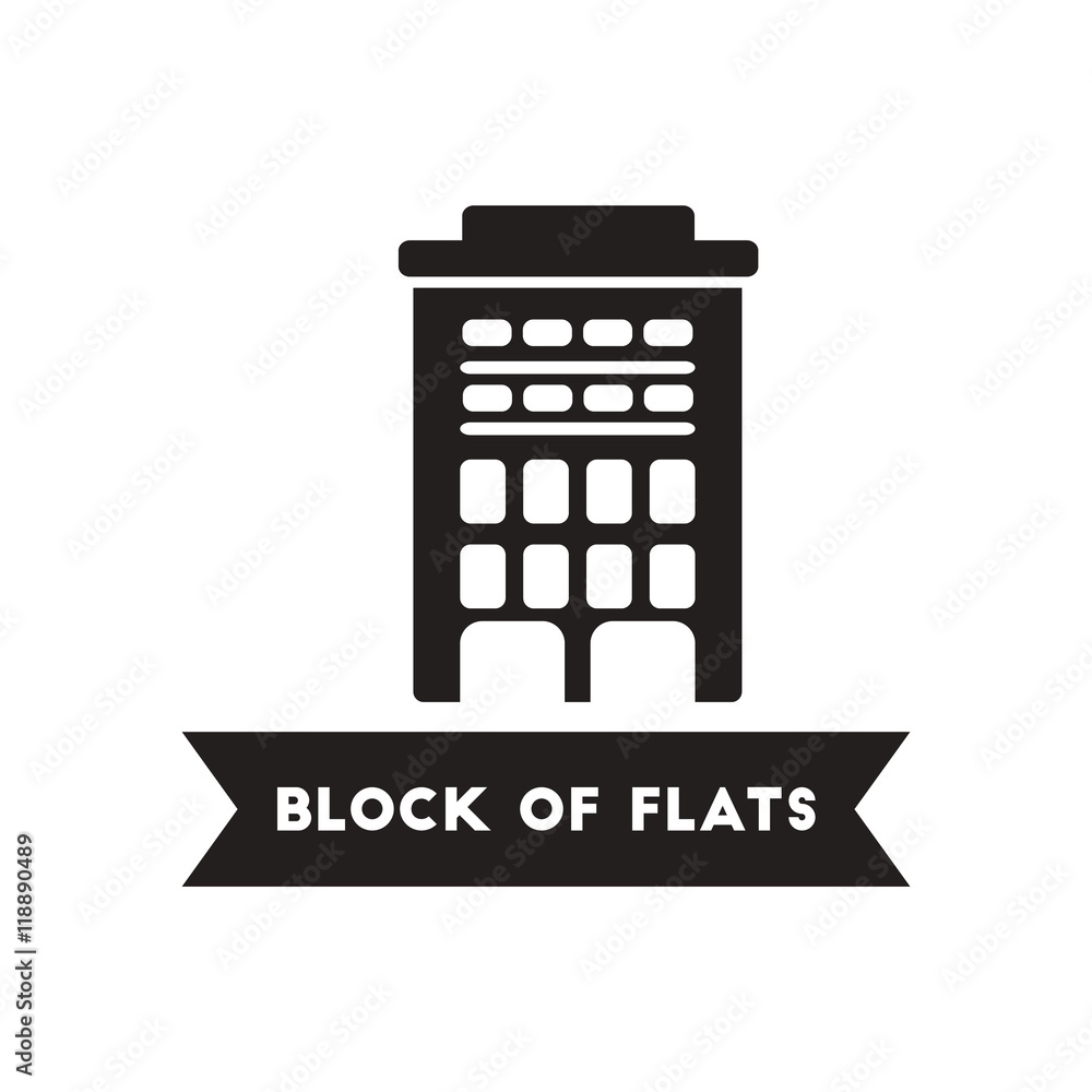 flat icon in black and white style building apartment block flat icon in black and white style building apartment block
