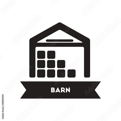 flat icon in black and white style building barn  