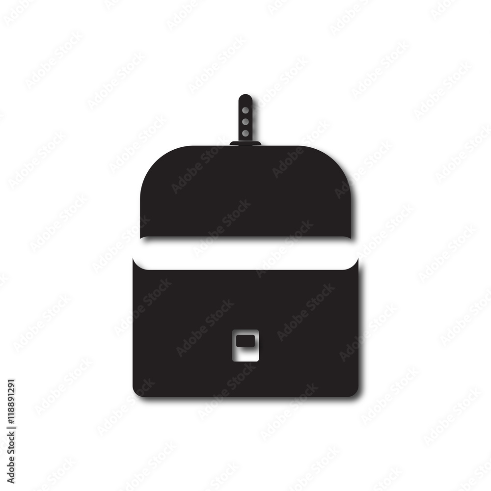 Back to School and Education vector flat icon in black and white style school bag Back to School and Education vector flat icon in black and white style school bag