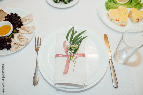 table set for wedding or another catered event