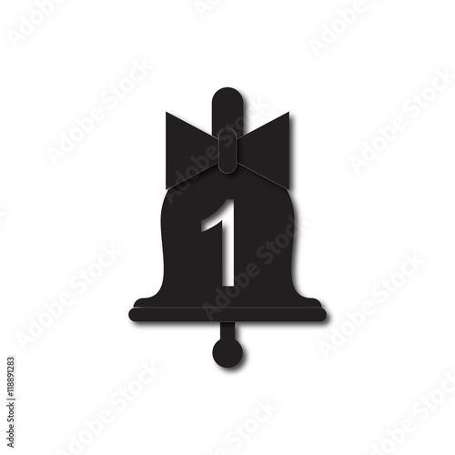 Back to School and Education vector flat icon in black and white style first bell