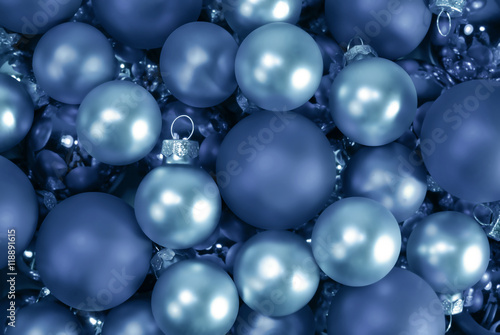 Christmas background with blue christmas balls