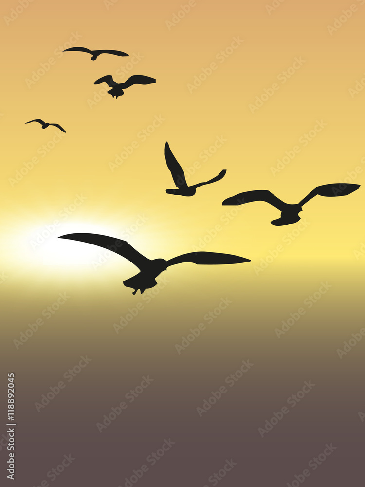 Obraz premium flock of birds on a white background