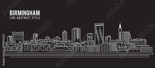 Fototapeta Cityscape Building Line art Projekt ilustracji wektorowych - miasto Birmingham