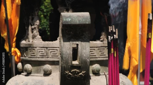 Incense burn in the temple next to Qin Shi Huang tomb in Xian, China.