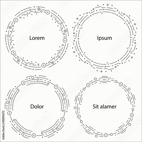 Cute vector frames in mono line trendy style. Vector illustration