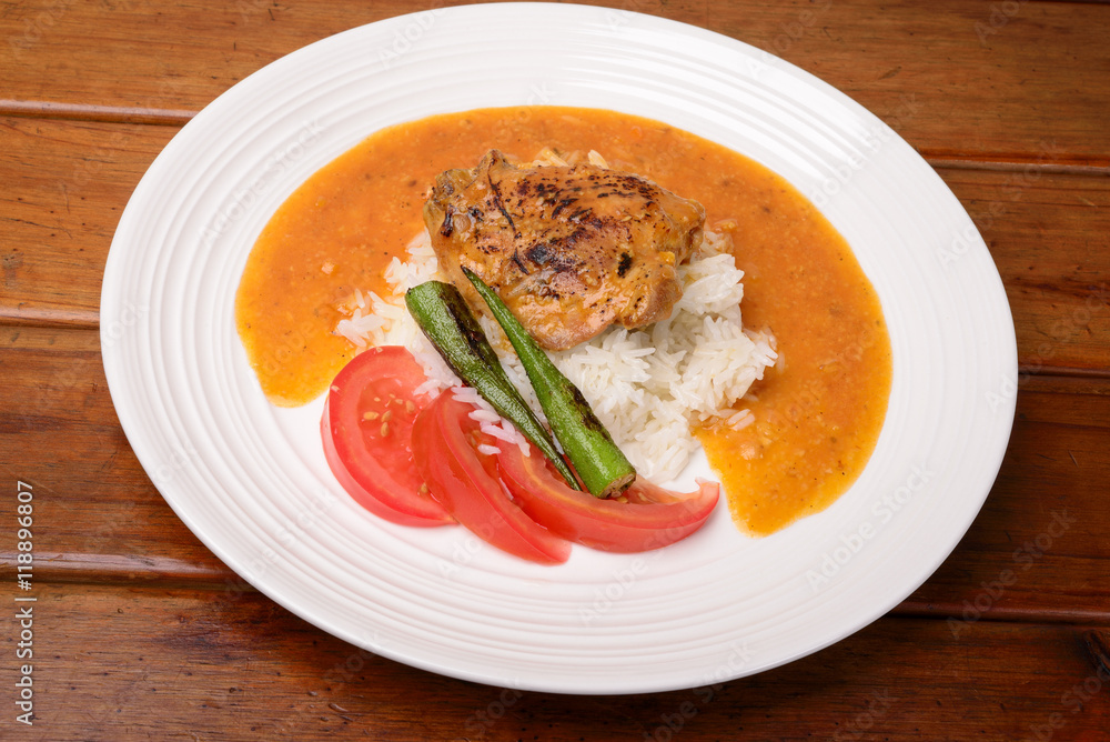 Chicken Stew with Rice, Okra and Tomatoes