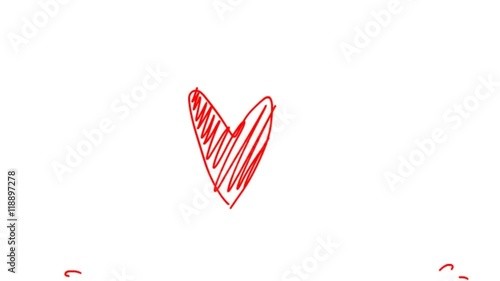 Hand drawn heart. Cartoon animation. Red heart jump. Hand drawn animation.